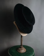 –SPECIAL– "CHANEL" 80’s fur felt velour boater hat