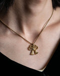 "Christian Dior" Rope ribbon motif gold necklace