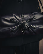 -SPECIAL- “Salvatore Ferragamo” 2010’s Floral leather draped shoulder bag