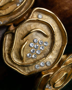 "BALENCIAGA" Wavy uneven motif design gold bracelet