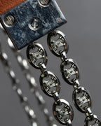 "CELINE" Oval link chain design leather combination belt