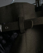 "SUPPORT SURFACE" Belted gather design flare long skirt