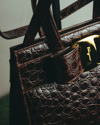 “Salvatore Ferragamo” 00’s-10’s Crocodile embossed vara bow 2way handbag