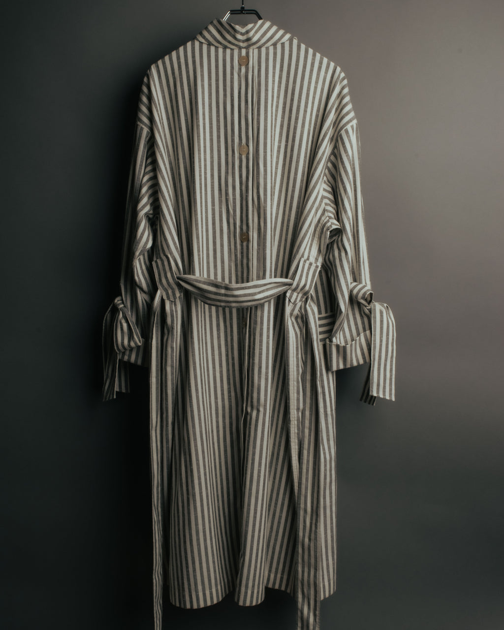 -SPECIAL- “LOEWE” 2010’s striped ribbon sleeve long gown coat