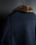 "VALENTINO" Fur collar double-breasted wool coat