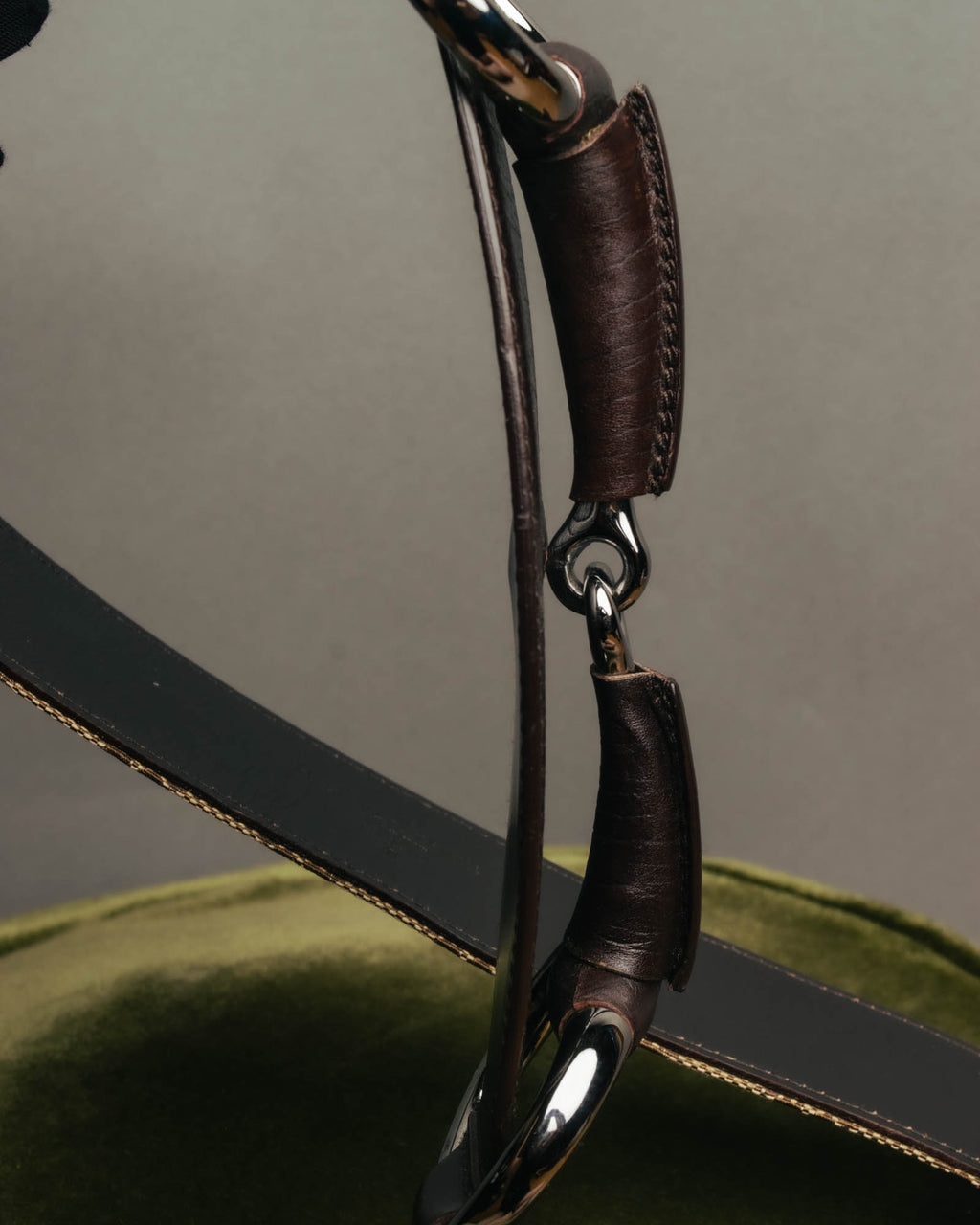 "GUCCI" 00's Large horsebit GG canvas wide waist belt