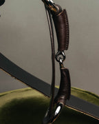 "GUCCI" 00's Large horsebit GG canvas wide waist belt