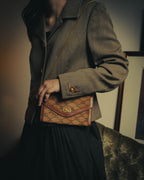 –SPECIAL– "CÉLINE" 70's-80's Vintage monogram suede chain shoulder bag