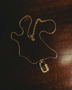 "Christian Dior" 90's Rhinestone padlock pendant necklace