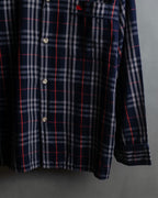 "BURBERRYS" Navy check pattern relaxing pajama shirt