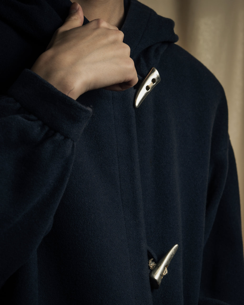 "YVES SAINT LAURENT" Metal toggle design melton wool duffel coat