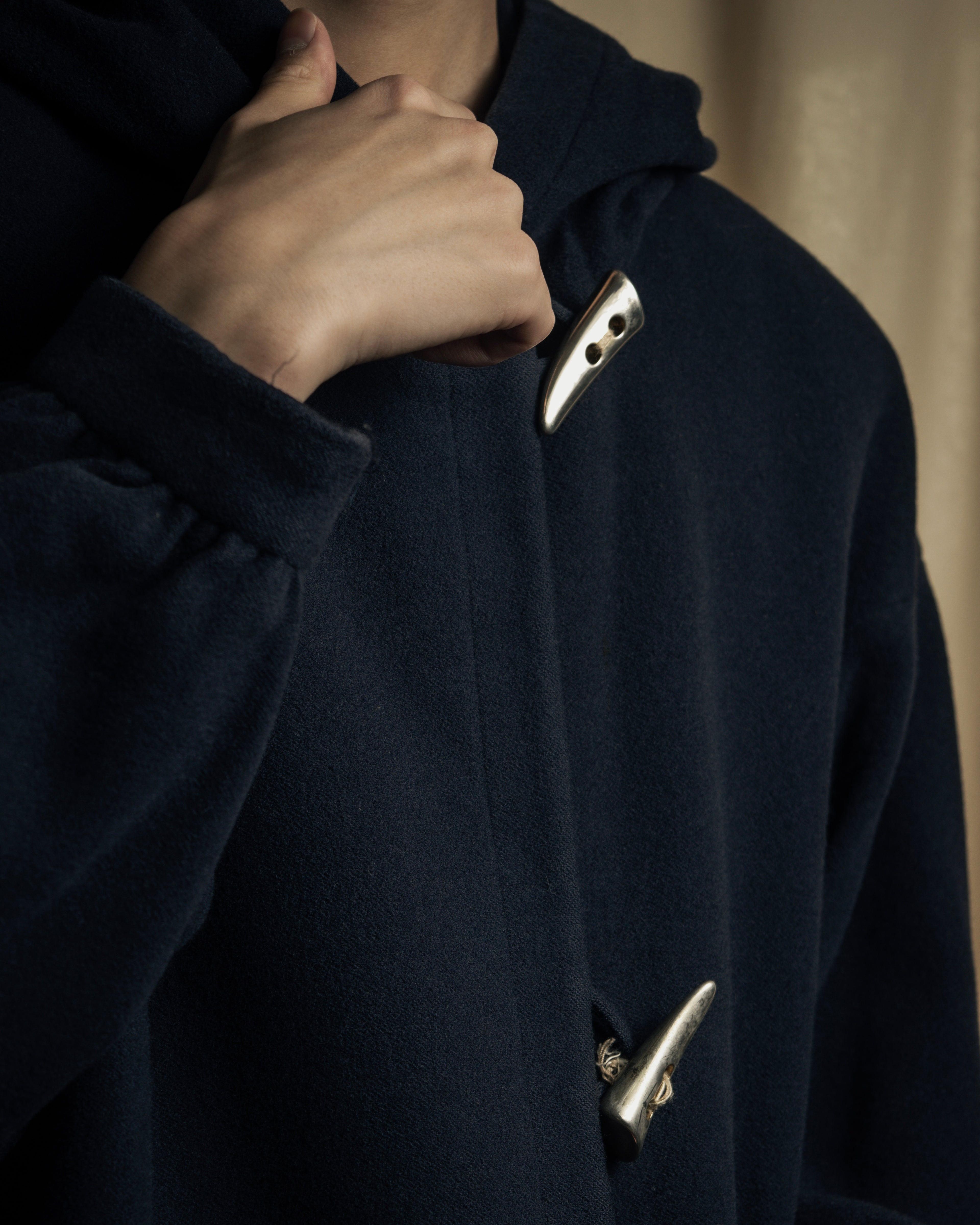 "YVES SAINT LAURENT" Metal toggle design melton wool duffel coat