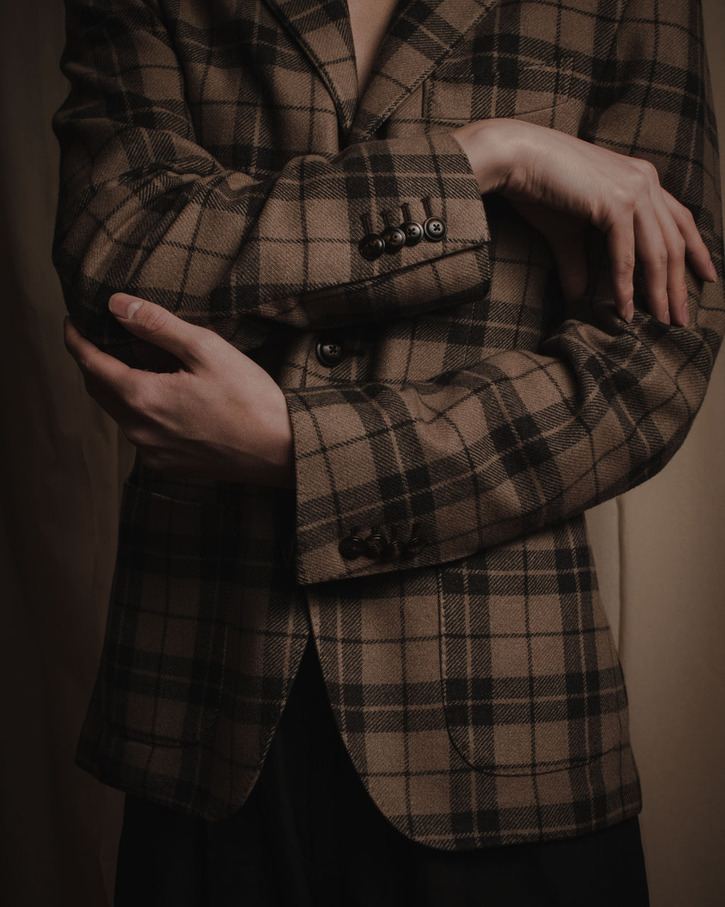 "LARDINI" Checked three-button soft-shoulder tailored jacket
