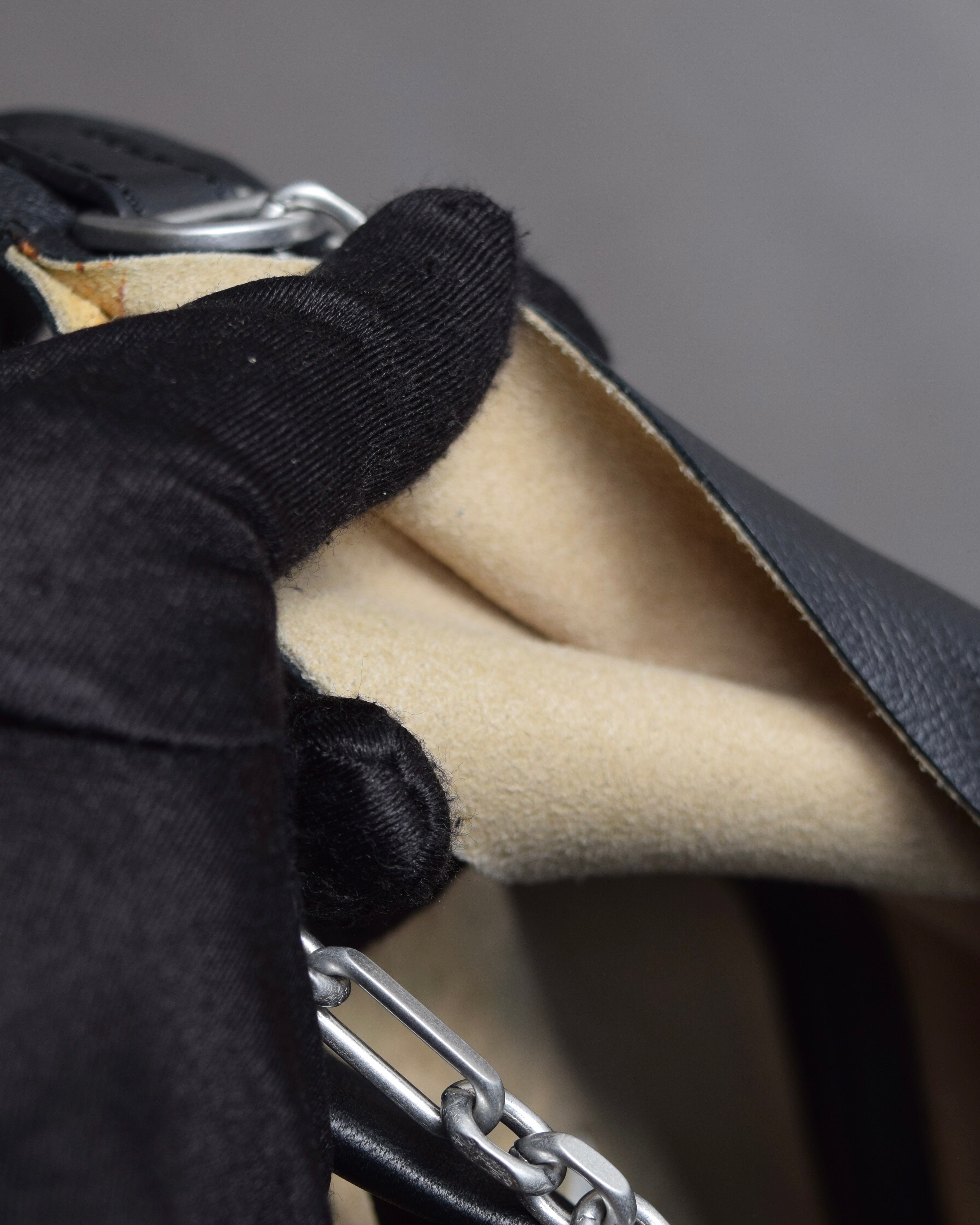 "MAISON MARGIELA" Wig fur design chain shoulder leather bag