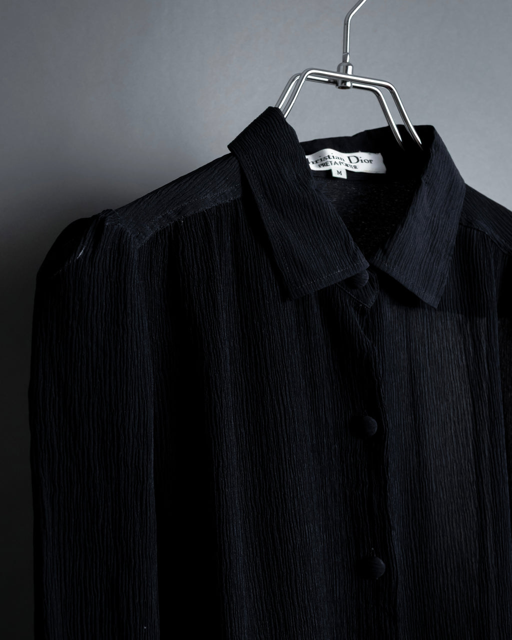 "Christian Dior PRETA PORTER" Compact gathered design crepe fabric blouse