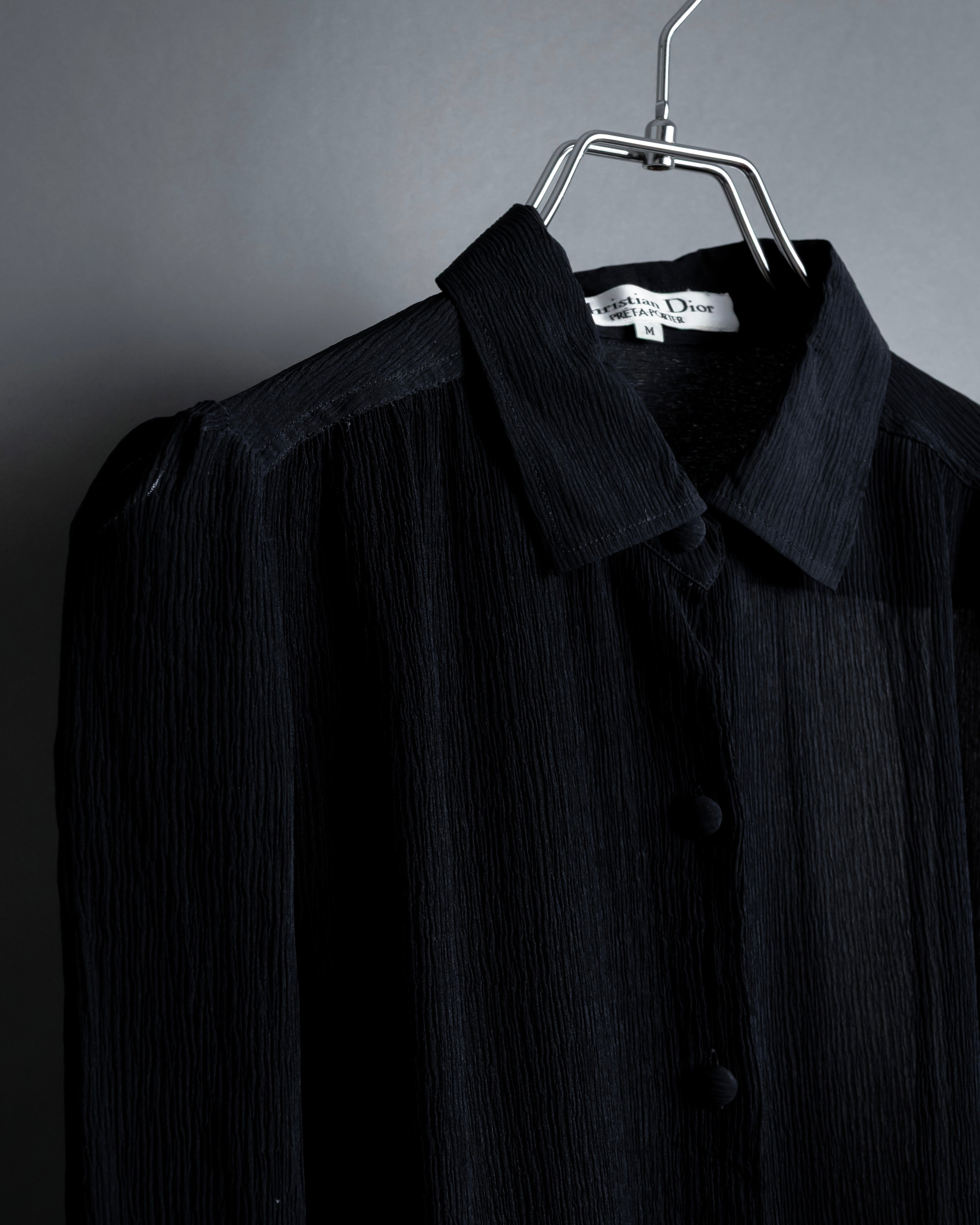 "Christian Dior PRETA PORTER" Compact gathered design crepe fabric blouse