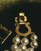 "Salvatore Ferragamo" 80's-90's Gancini three-strand pearl-style necklace
