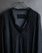"DOLCE & GABBANA" Sheer layered V-neck grey knit