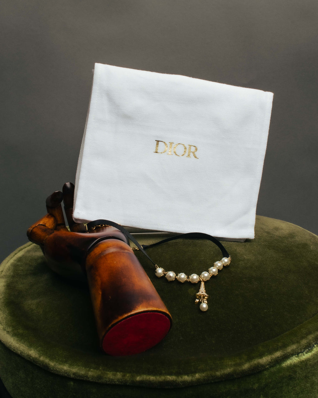 -SPECIAL- “DIOR” 2017-2023 Eiffel tower pearl ribbon choker