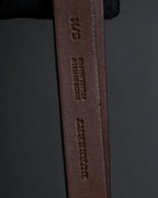 "BURBERRY" Gold circle metal design waist mark leather belt