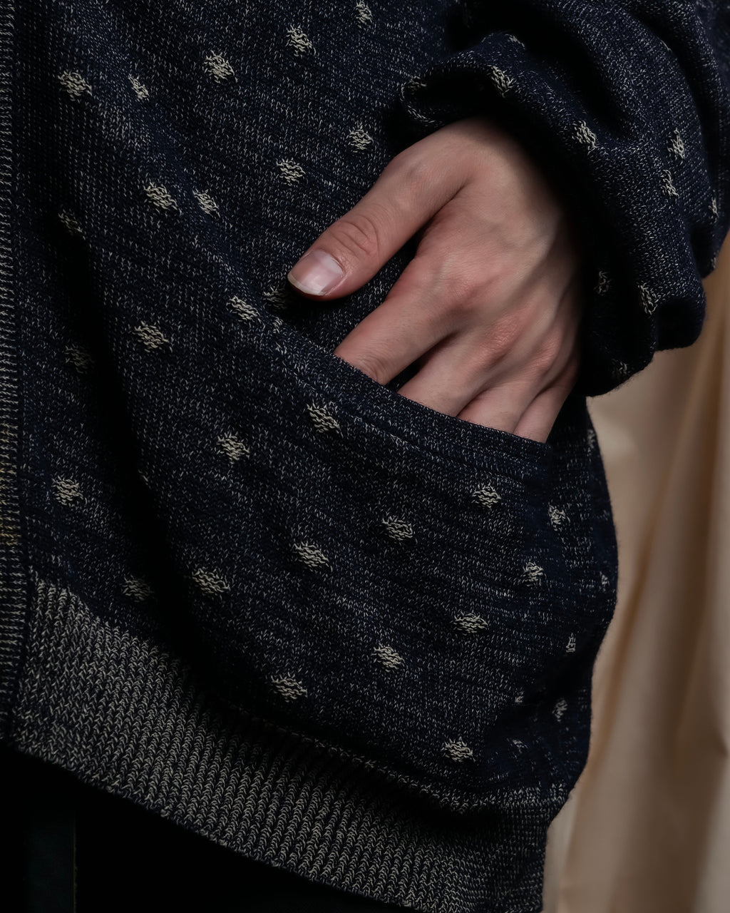 "Vintage abstract polka dot knit cardigan"