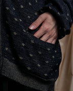 "Vintage abstract polka dot knit cardigan"