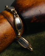 "Christian Dior" 70's-80's Two-tone gold and charcoal link bracelet