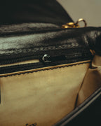 “BALENCIAGA” 80’s-early 90’s double BB leather chain shoulder bag