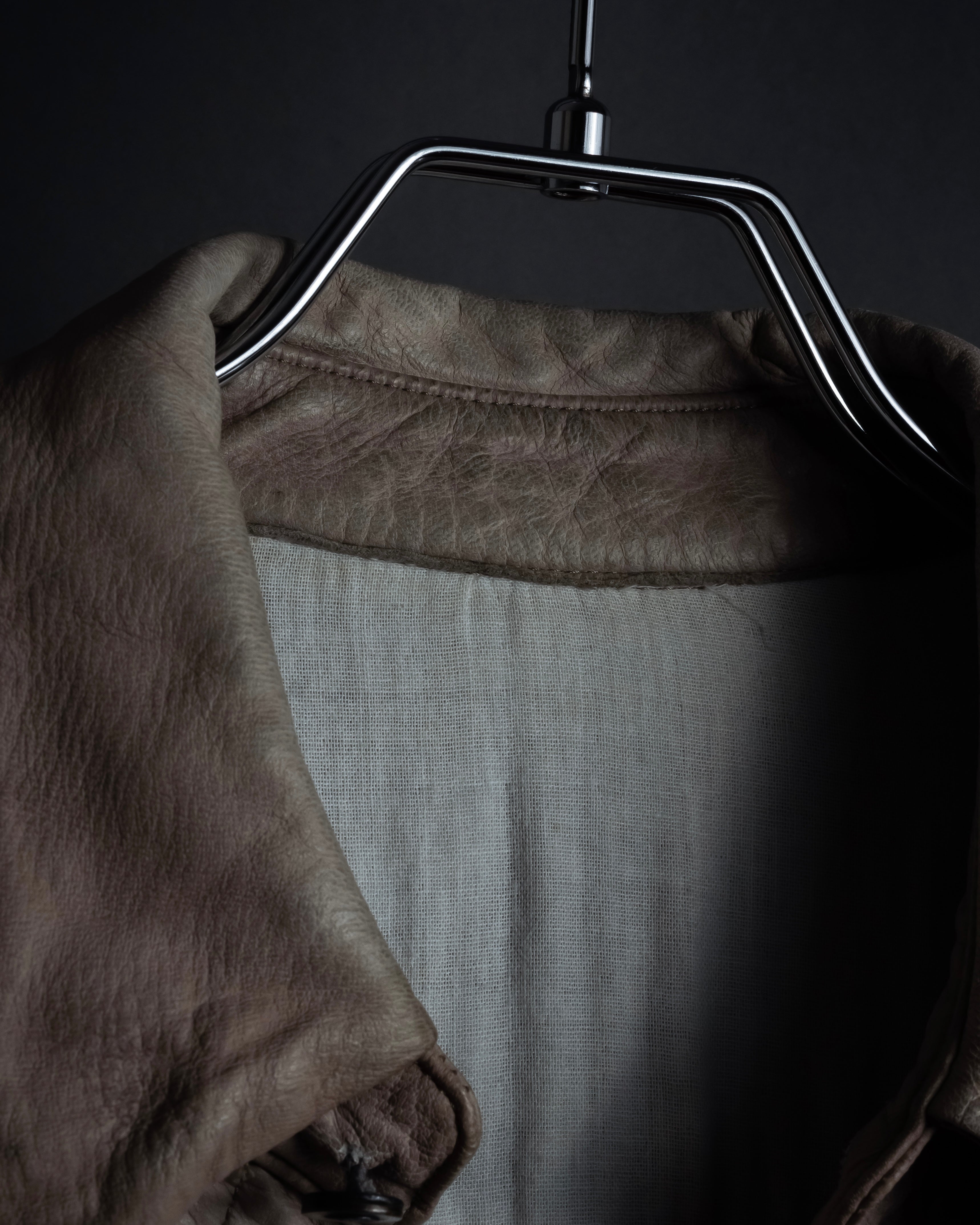 "ISAMU KATAYAMA" Dart-shaped deer leather shirt jacket