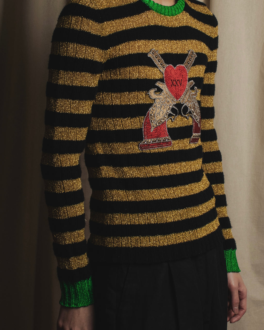 Suéter de punto con emblema de lurex a rayas 17-18aw de GUCCI