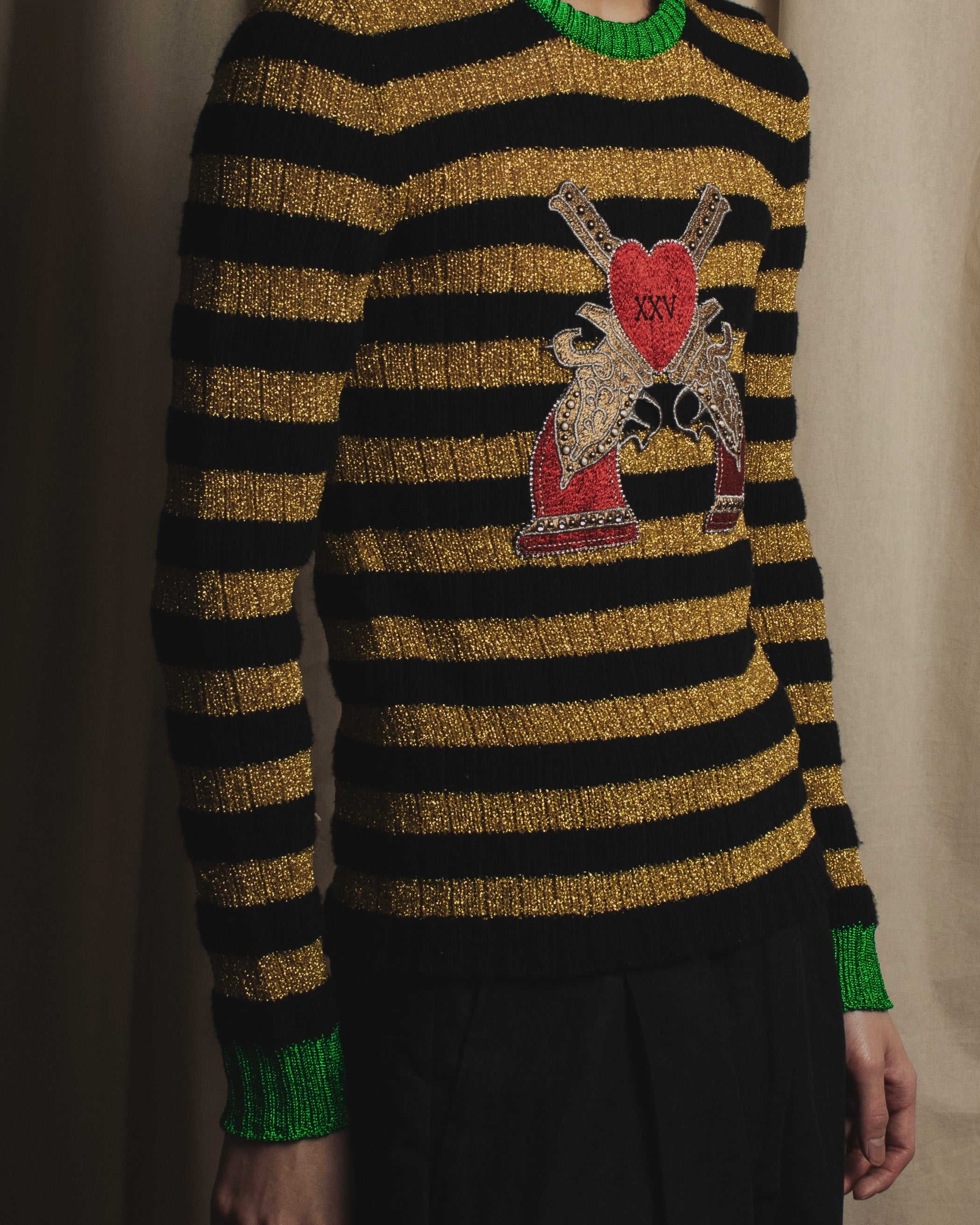 Suéter de punto con emblema de lurex a rayas 17-18aw de GUCCI