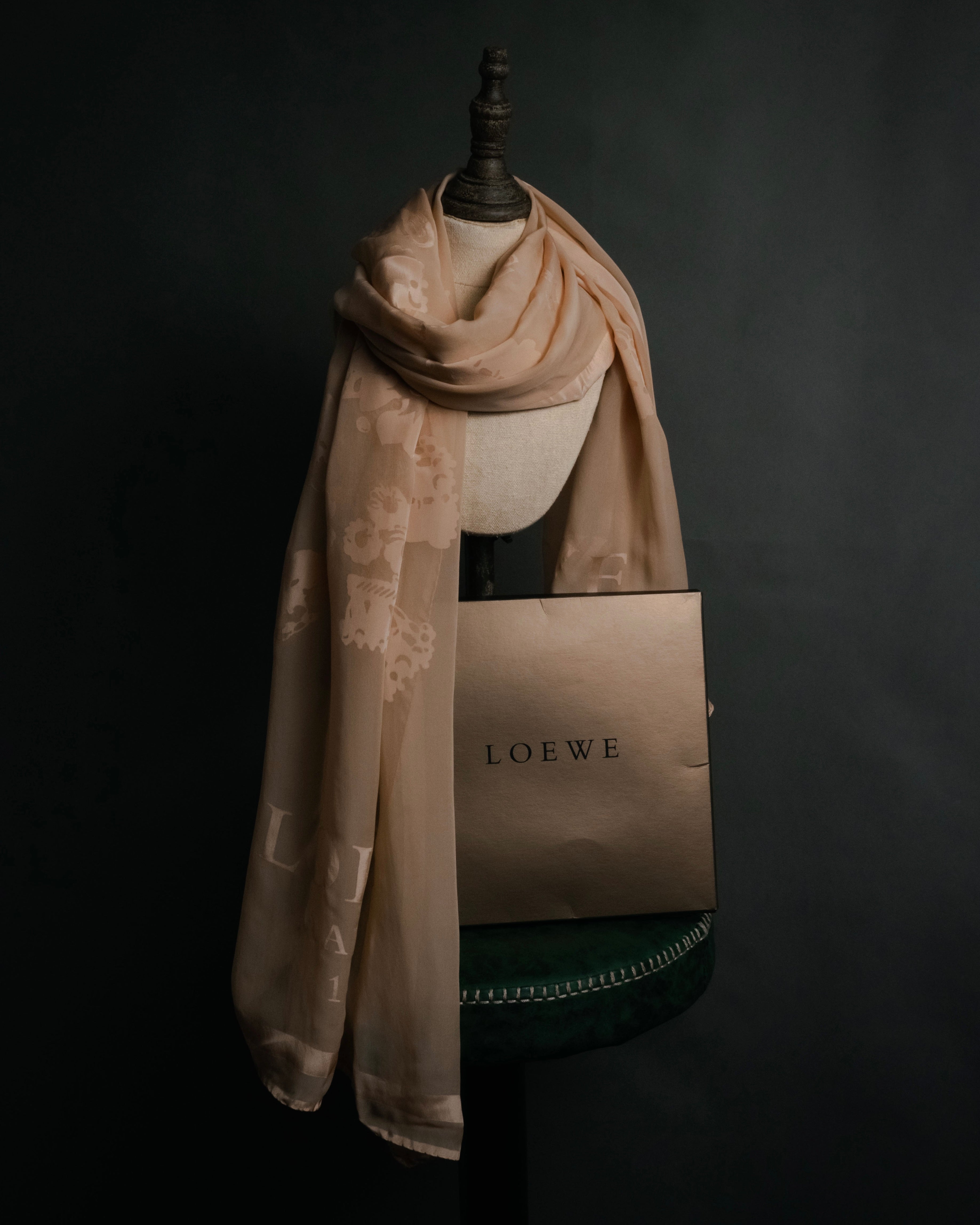 "LOEWE" 00’s-10’s sheer anagram jacquard logo scarf
