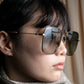 "GUCCI" Gold frame square frame sunglasses