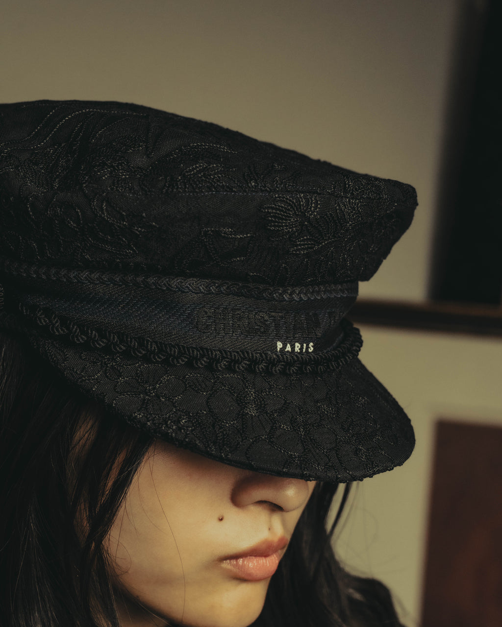 -SPECIAL- "Christian Dior" 20's Intricately embroidered botanical sailor cap
