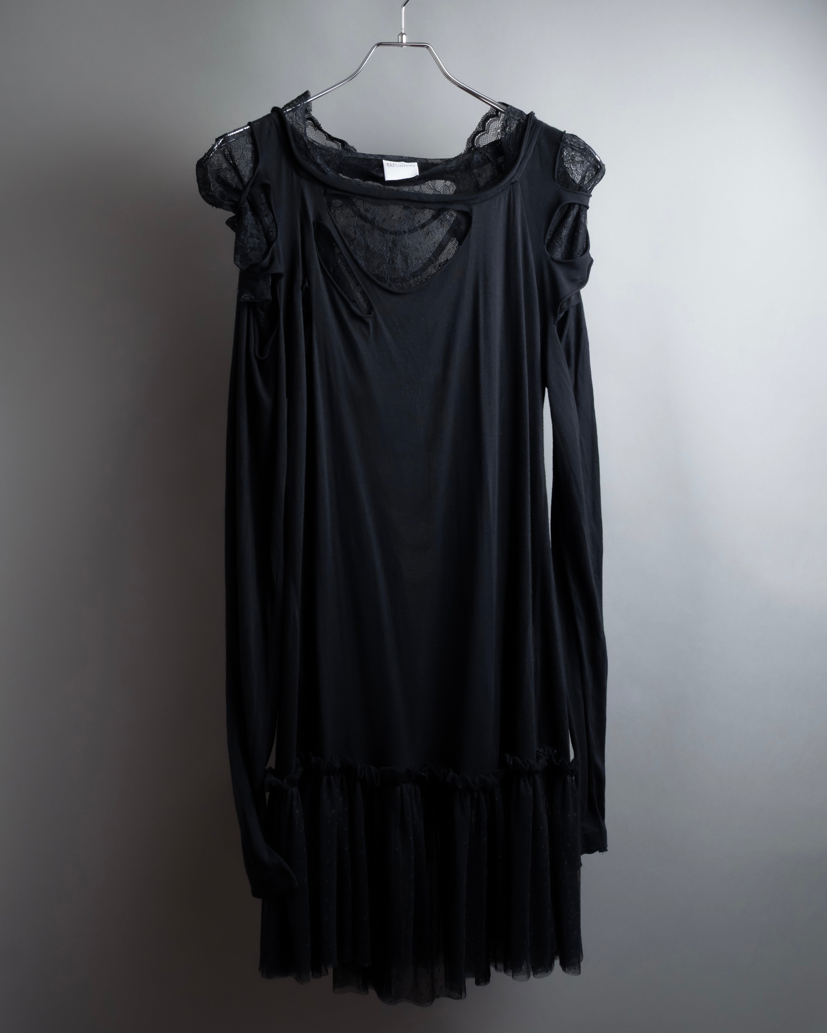 "RED VALENTINO" Distressed tulle skirt docking long pullover