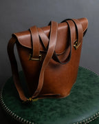 "Salvatore Ferragamo" Gold metal parts brown leather shoulder bag