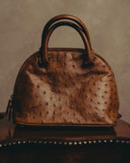 "LOEWE" 80's-90's Classic ostrich leather top handle handbag