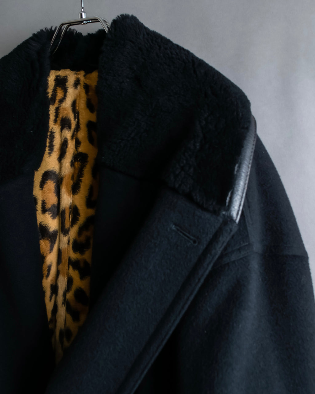 "GIANNI VERSACE UPDATE"
 Fur trimmed wool cashmere maxi double breasted coat