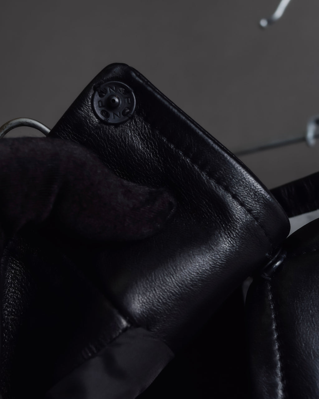 "CELINE" Front metal buckle detail leather skirt