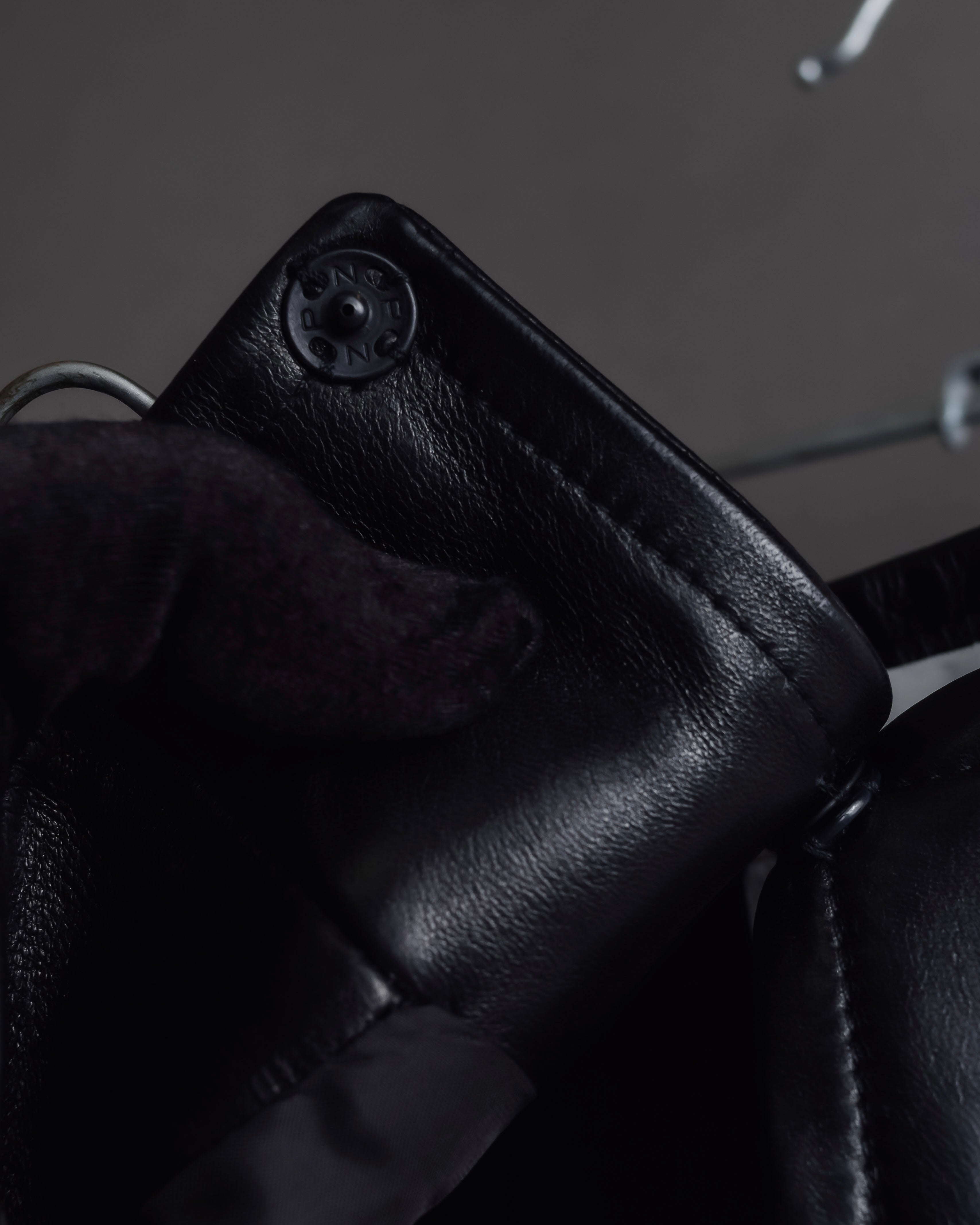 "CELINE" Front metal buckle detail leather skirt