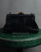"Salvatore Ferragamo" 00’s-10’s tiger’s eye satin pleated chain bag