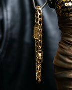 “Christian Dior” green & clear crystal designed gold chain bracelet