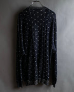 "Vintage abstract polka dot knit cardigan"