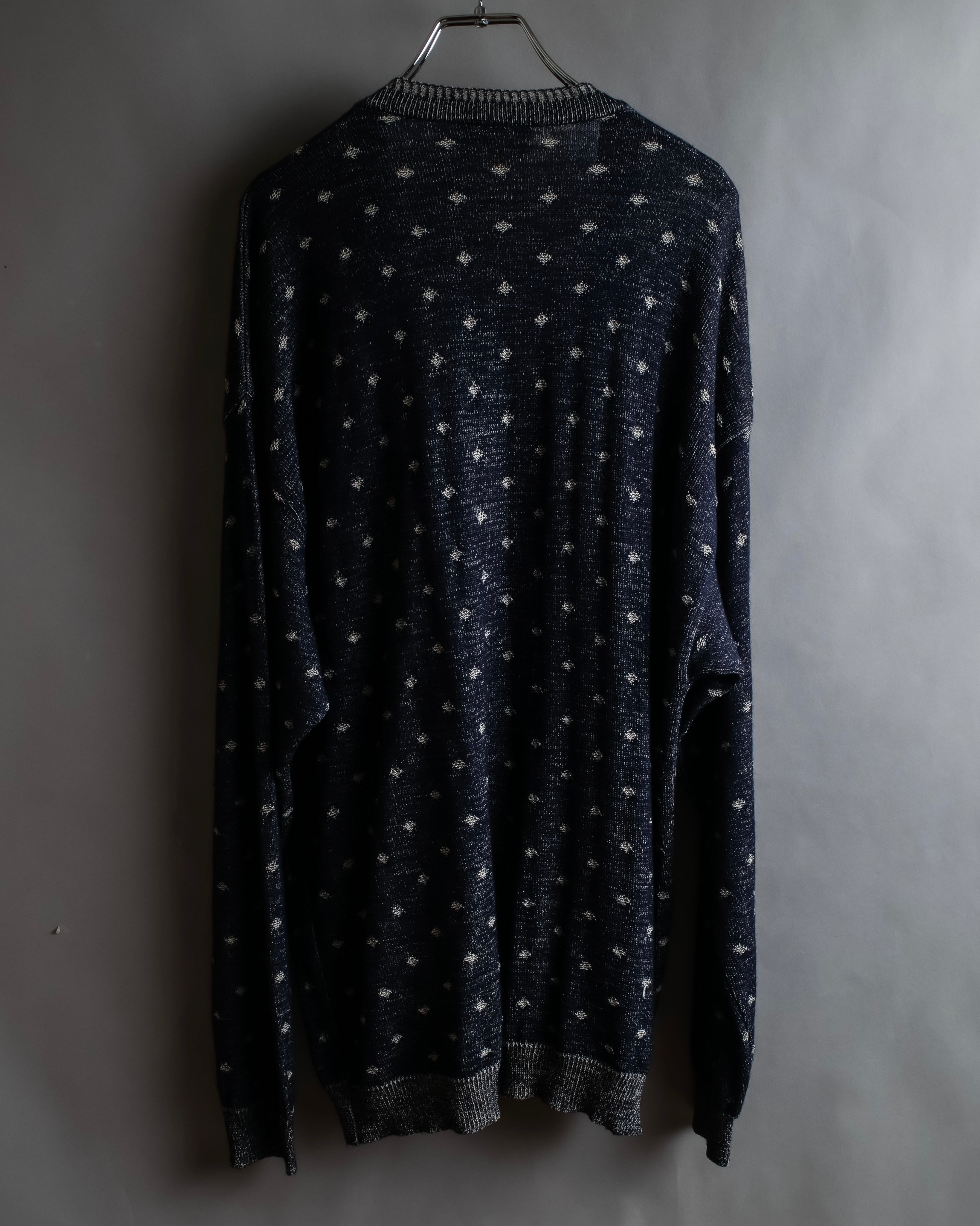 "Vintage abstract polka dot knit cardigan"