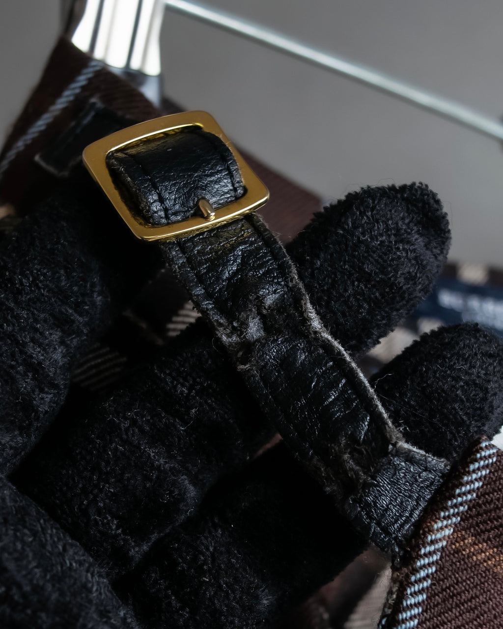 "BURBERRY" Brown tartan check pleated wrap skirt