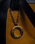 "CELINE" Circle charm design suede one-handle bag