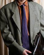 "HERMES" Geometric pattern H motif silk necktie