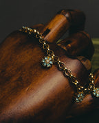 "Christian Dior" 00's-10's Floral rhinestone charm bracelet