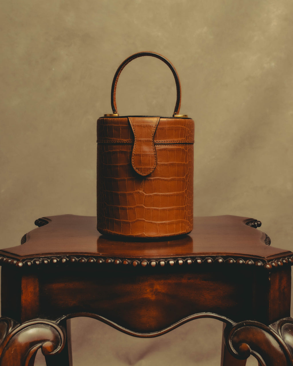 "CELINE" 80's-90's Structured cylindrical bucket bag