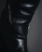 "CHANEL" 2006-12 Double-buckle leather engineer boots